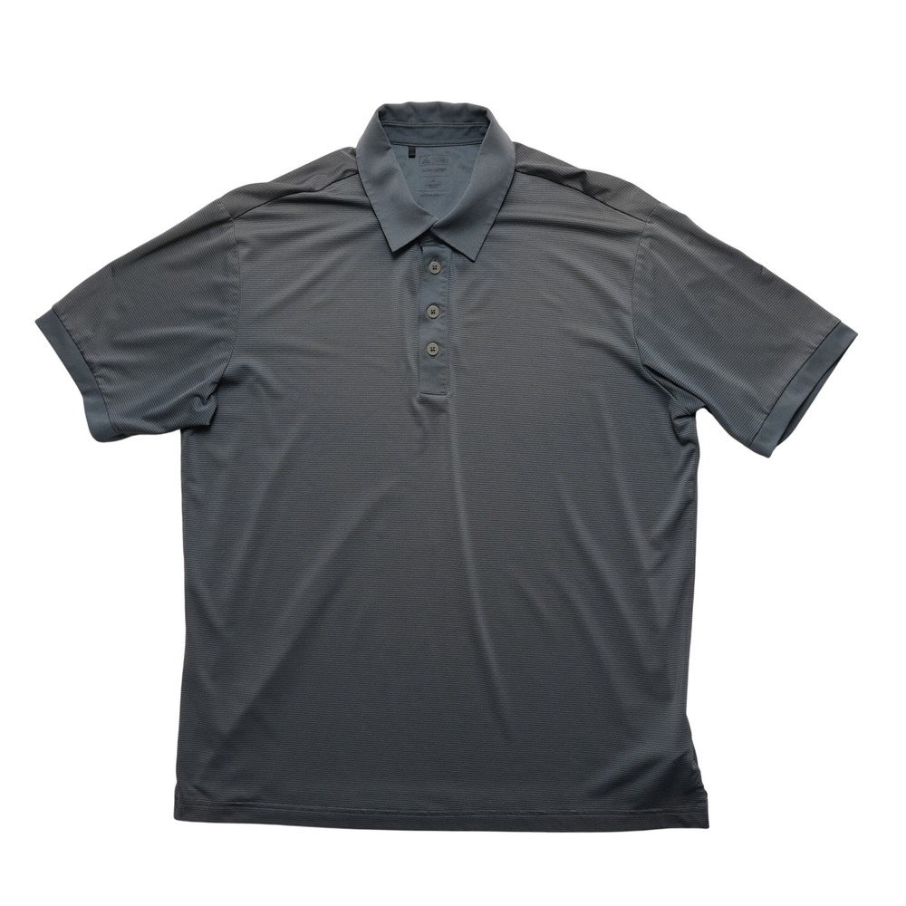 Adidas Golf Polo Shirt Mens Medium Gray Climalite Striped Performance